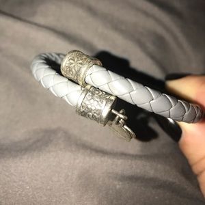 Alex and Ani gray leather wrap bracelet
